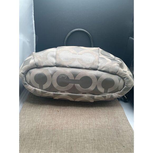 Coach Ashley Signature Satchel Khaki & Black Trim Plum Interior - Picture 12 of 12